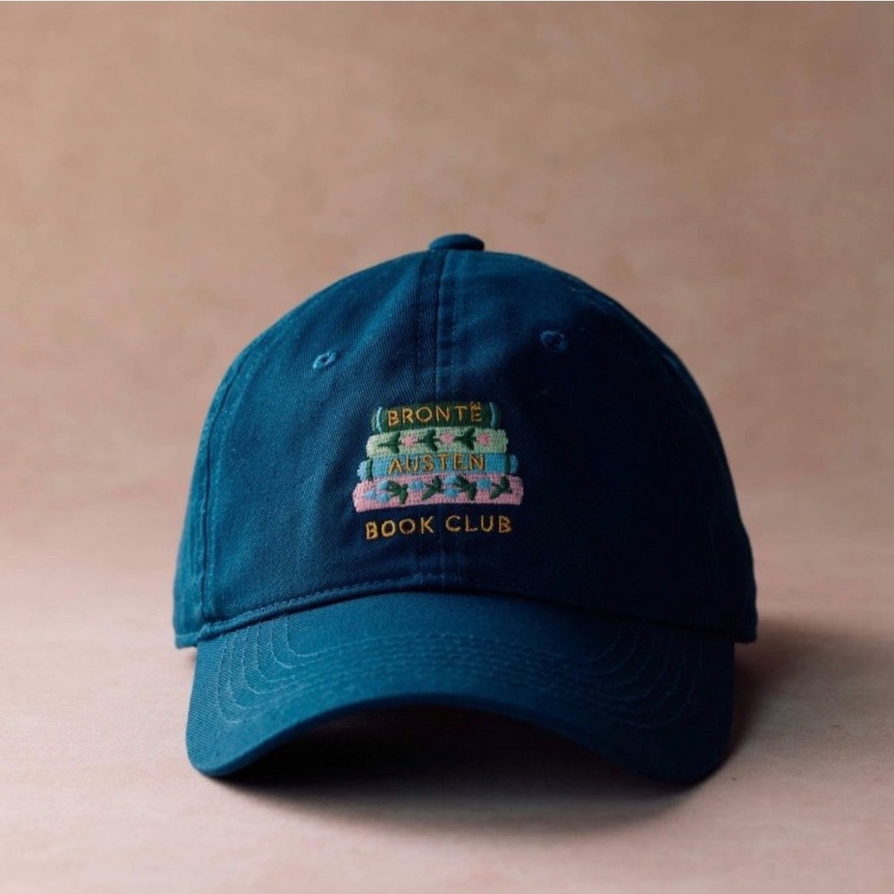 Rifle Paper Co Book Club Navy Blue Embroidered Baseball Cap Bronte Austen NWT - Picture 5 of 8